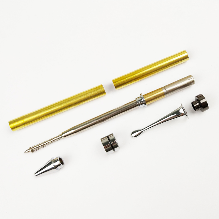 PKM-1-CH Twist Ballpoint pen Kits For Turning Chromed Color with Gunmetal Top Cap