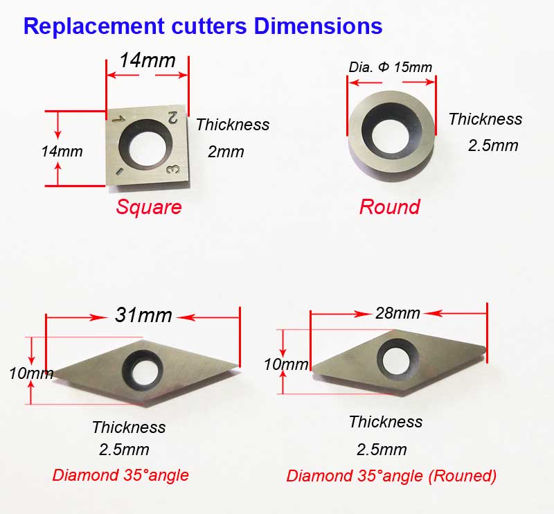 Round Replacement Cutters For TTK-3 Woodturning Tool