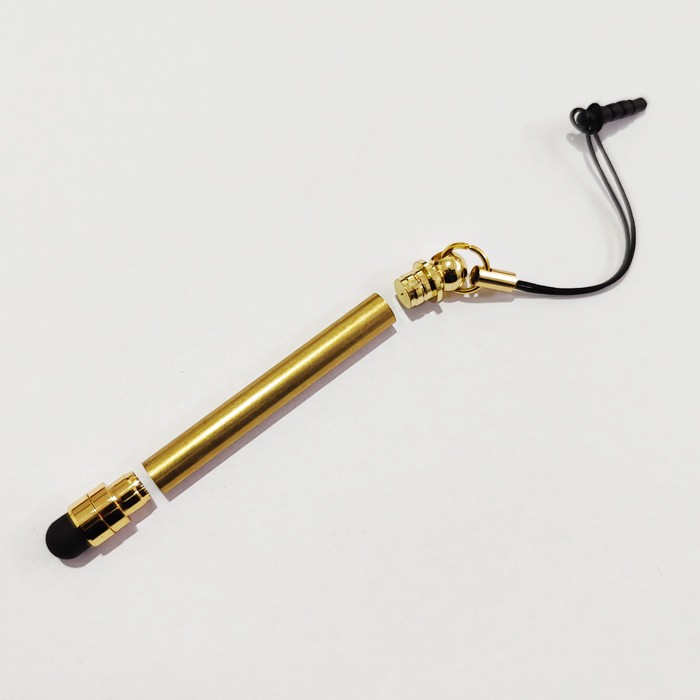 Mini Touch Stylus with Earphone Plug in Gold Finish