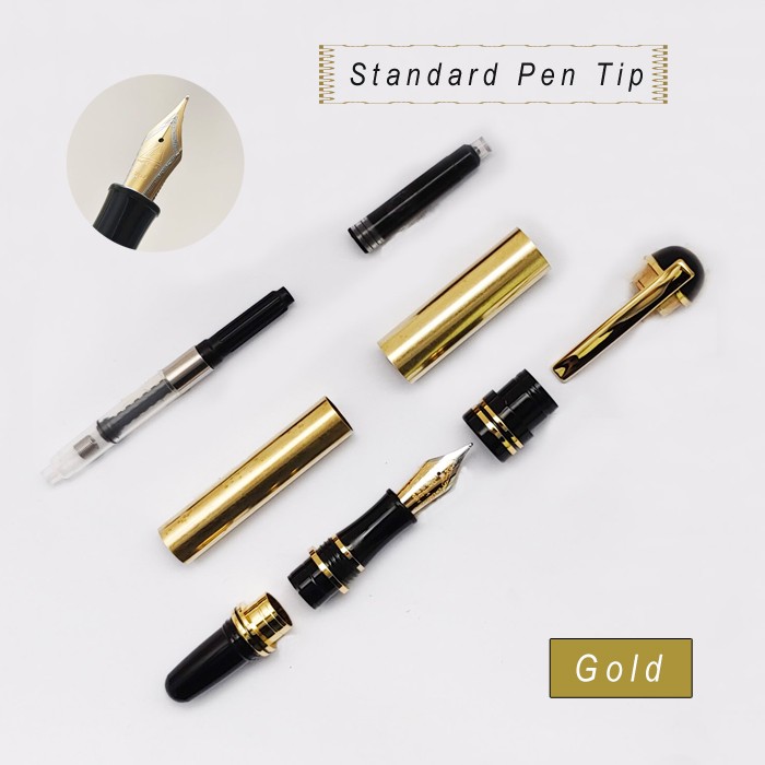Churchill Foutain Pen Kits With Standard Pen Nib in Gold Finish