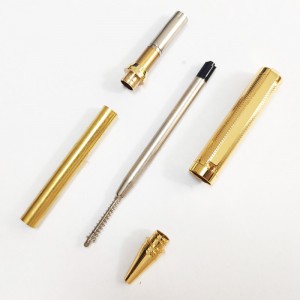 PKM-5-G Gold Finish Solid Clip New Style Twist Type Ballpoint Pen Kits