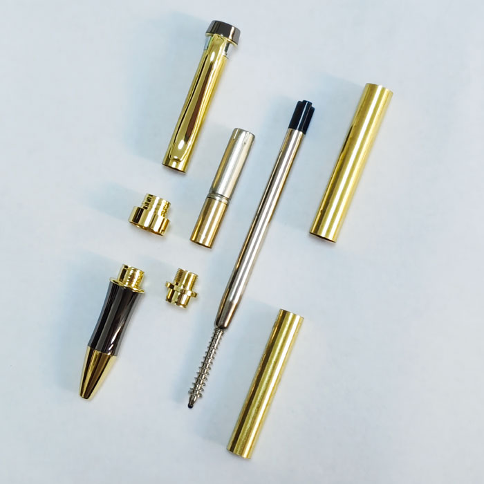 PKM-3 Gold Chrome Plating With Gunmetal Top Cap Twist Pen Kit