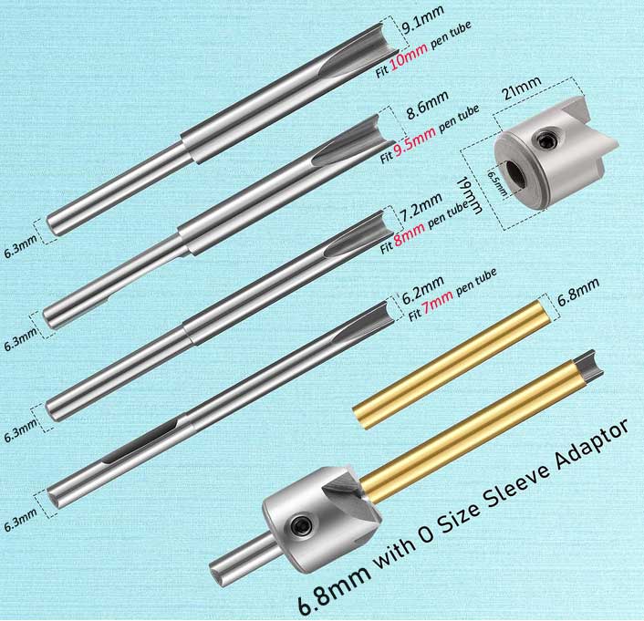 7 mm 8 mm 3/8 Inch 10 mm Cutter Shafts Pen Barrel Trimmer Kit